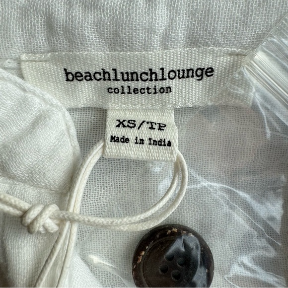 Beachlunchlounge Nox Crinkle Gauze Tie Front Button‎ Up Shirt White XS Casual - Picture 3 of 13